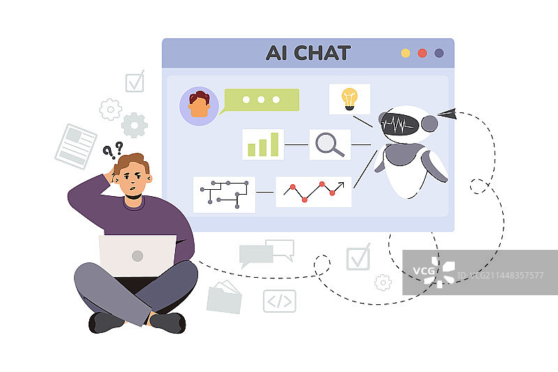 使用AI技术寻求帮助的男子图片素材