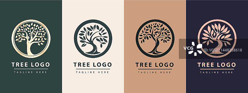 高级树图标Logo设计图片素材