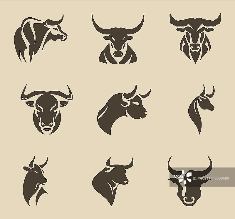 优雅的公牛水牛绘画艺术图片素材