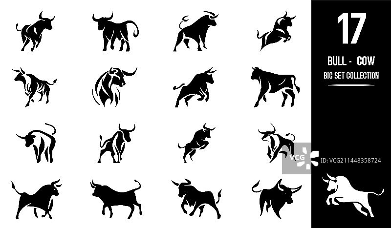 白色背景上隔离的公牛和母牛图片素材