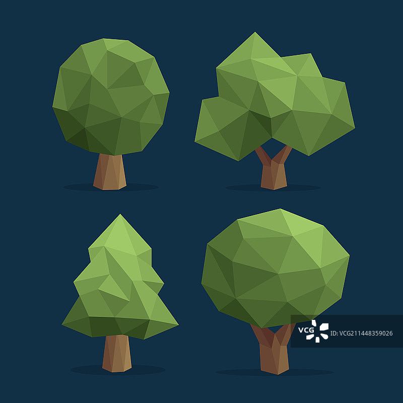 扁平风格低多边形景观图片素材