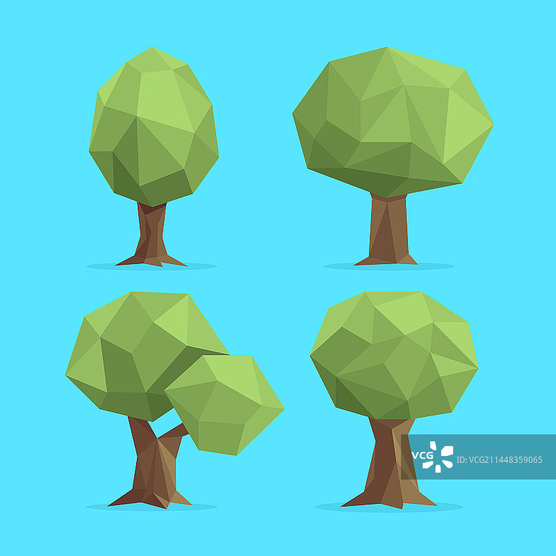 扁平风格低多边形景观图片素材