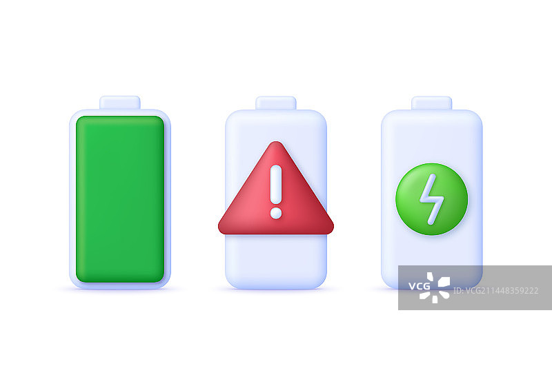 3D电池电量指示器套装图片素材