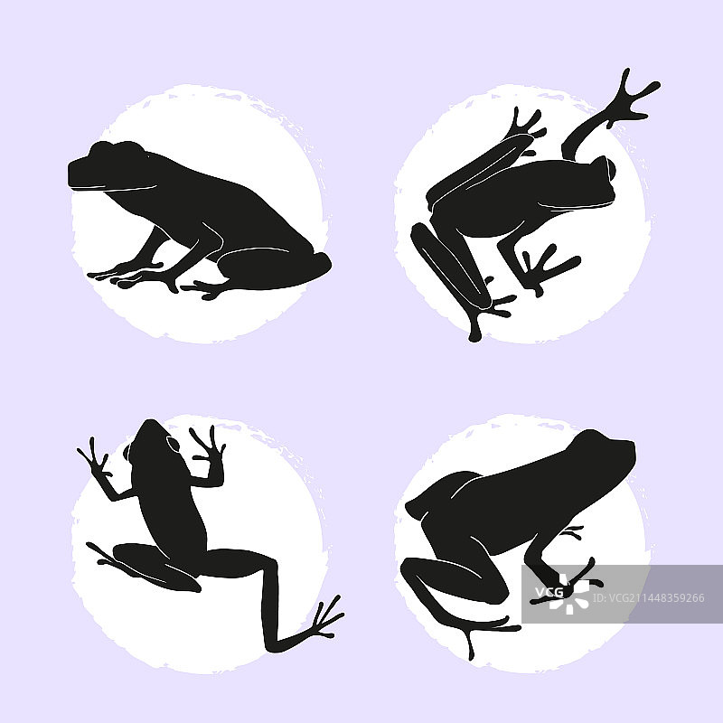 扁平风青蛙剪影合集图片素材