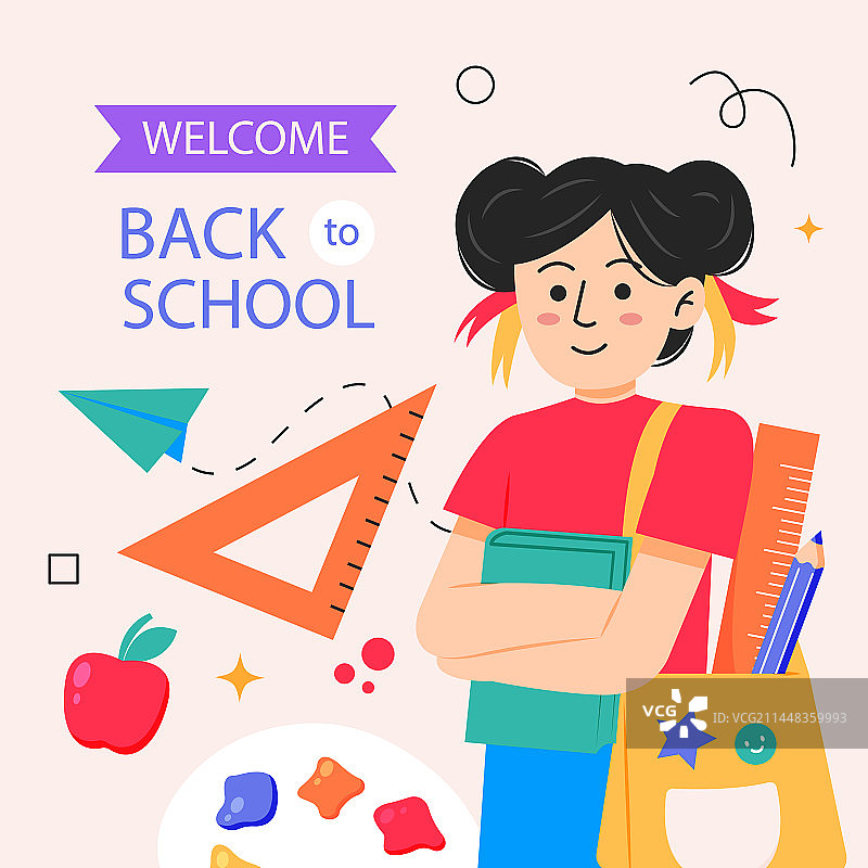 扁平风格返校季帖子合集图片素材