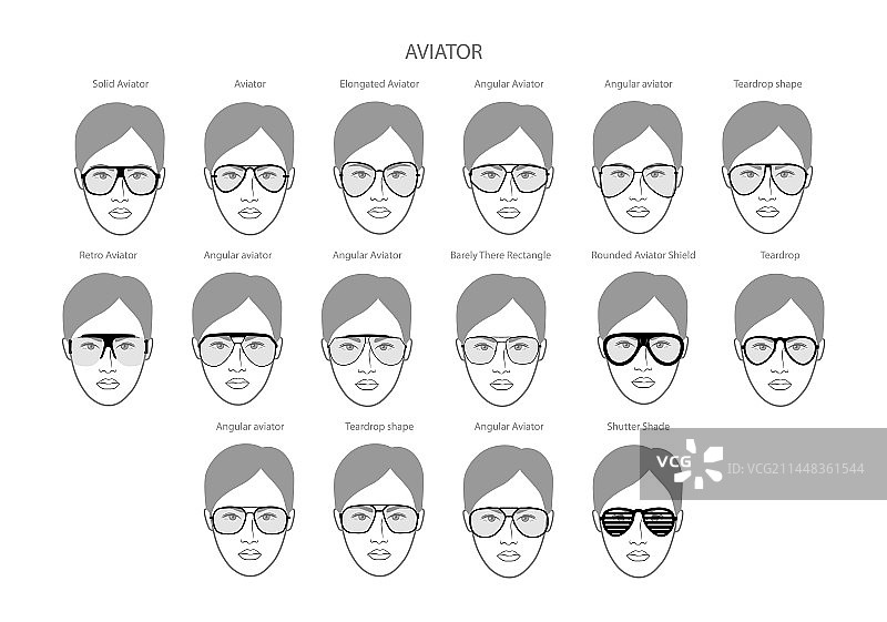 女性脸上的飞行员框架眼镜合集图片素材