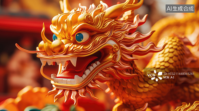【AI数字艺术】传统中国龙浮雕，中国农历新年龙年春节元素图片素材