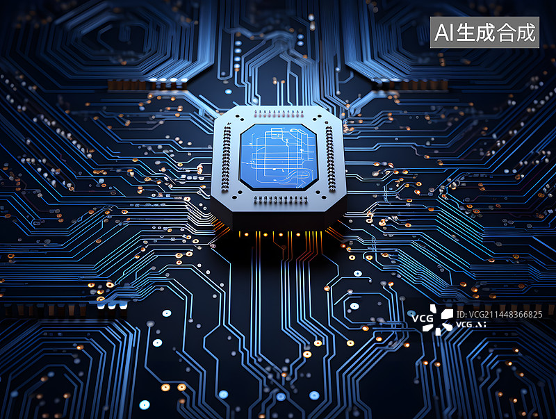 【AI数字艺术】脑机接口超级芯片图片素材