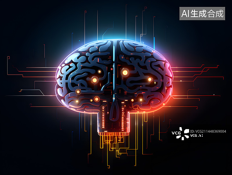 【AI数字艺术】脑机接口图片说明概念图图片素材