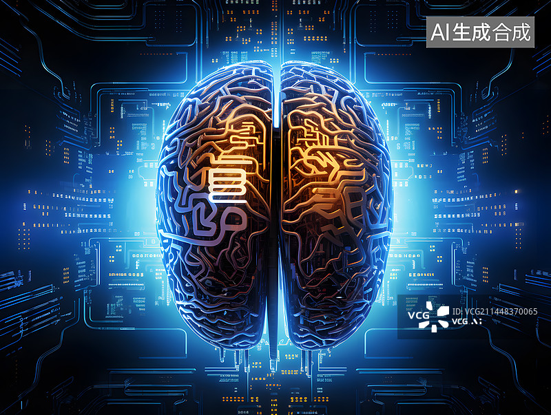 【AI数字艺术】脑机接口芯片概念图图片素材
