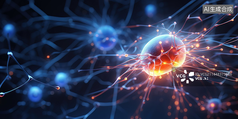 【AI数字艺术】3d渲染神经元细胞放电过程图片素材