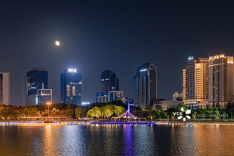 明月湖夜景图片素材