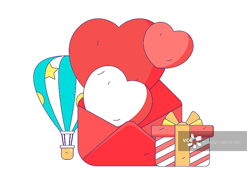 情人节快乐扁平人物矢量概念运营手绘插画图片素材