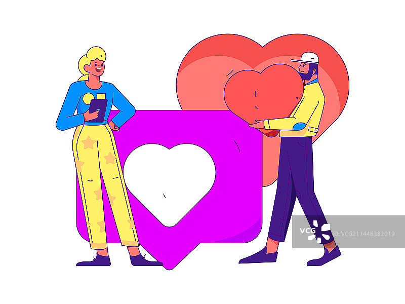情人节快乐扁平人物矢量概念运营手绘插画图片素材