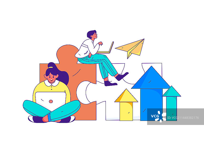 市场营销规划商务人物扁平矢量概念运营手绘插画图片素材