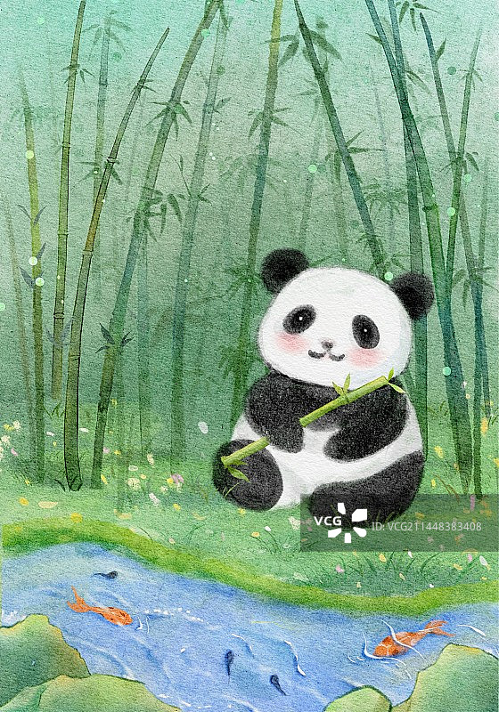 竹林里的熊猫图片素材