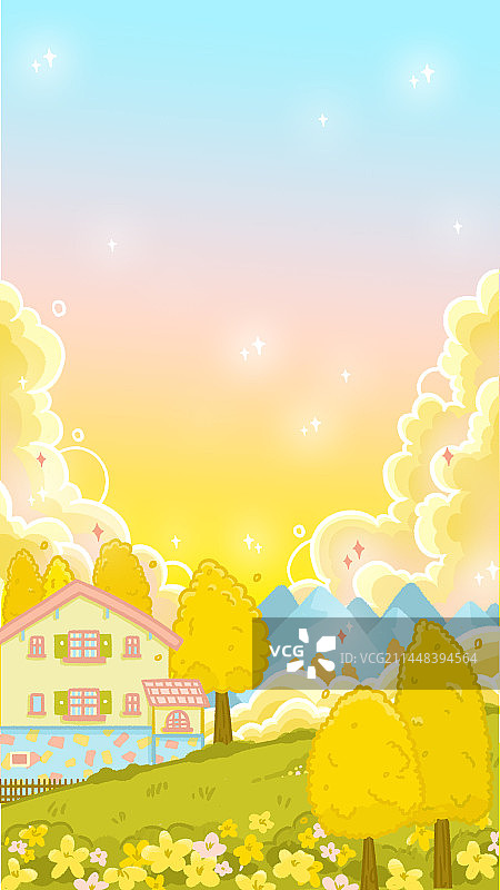 秋天清新可爱粗线条插画背景图片素材