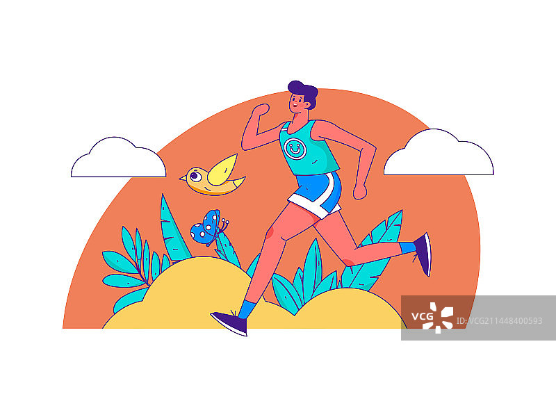 锻炼健康跑步的人物矢量互联网运营插画图片素材