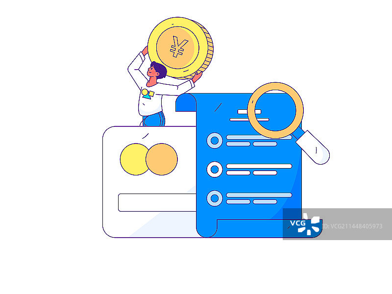 信用卡账单人物扁平矢量概念运营手绘插画图片素材