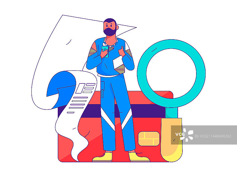 信用卡账单人物扁平矢量概念运营手绘插画图片素材