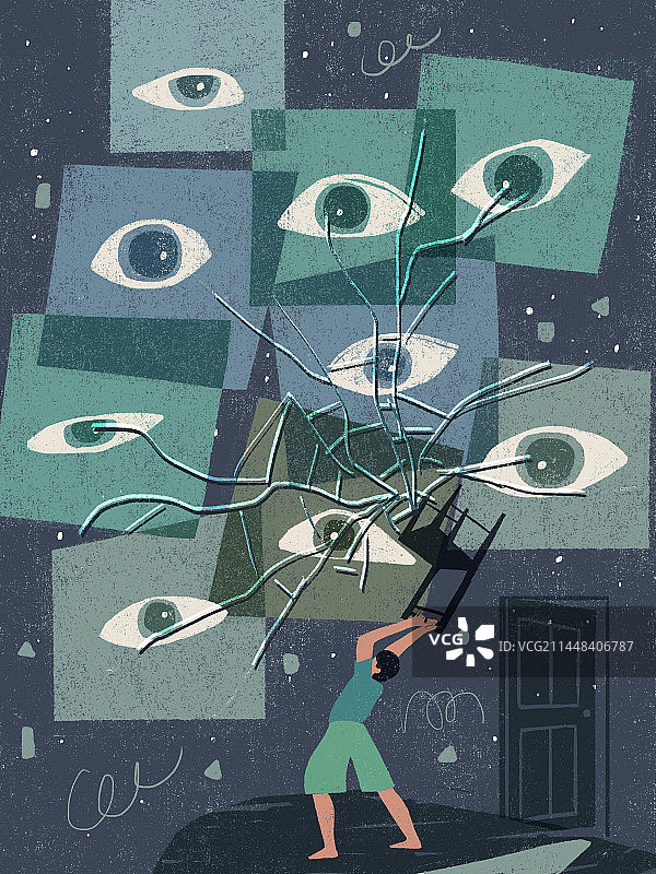 关注的视线中崩溃的人物插画图片素材