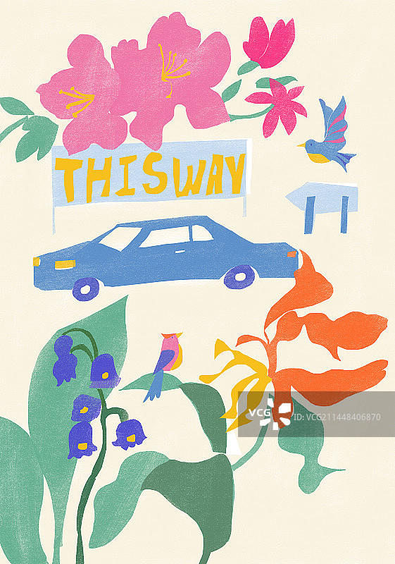 旅行途中的指路牌插画图片素材