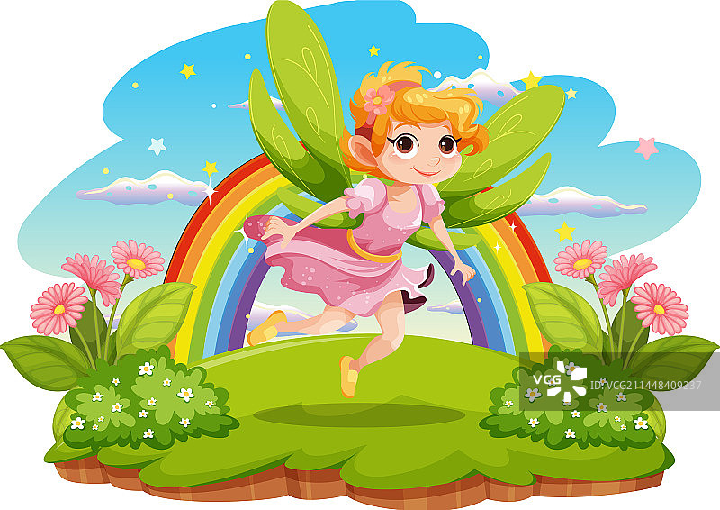 魔法背景下的卡通仙女公主图片素材