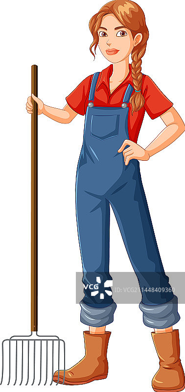 手持耙子的女园丁图片素材
