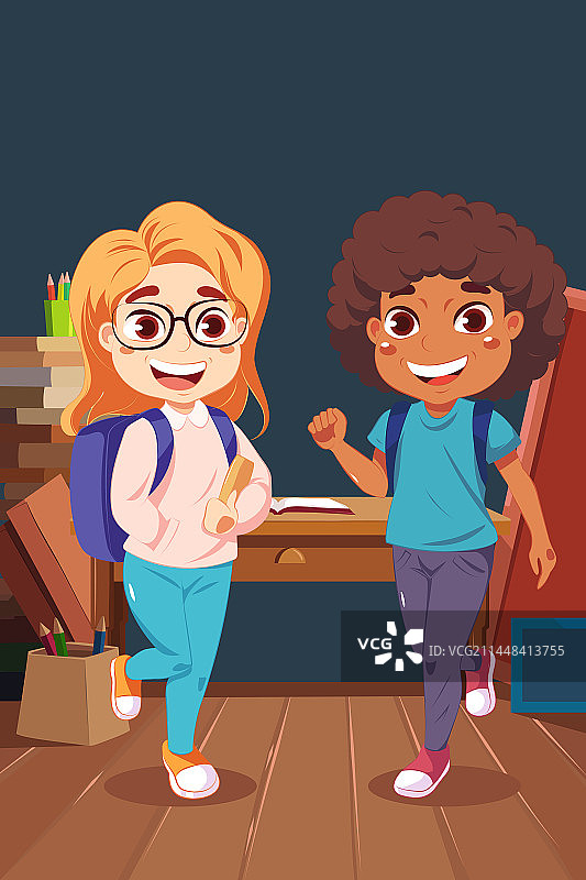 矢量手绘卡通学生返校季图片素材