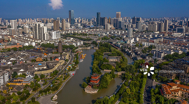 江苏淮安清江浦区的里运河城市风光图片素材