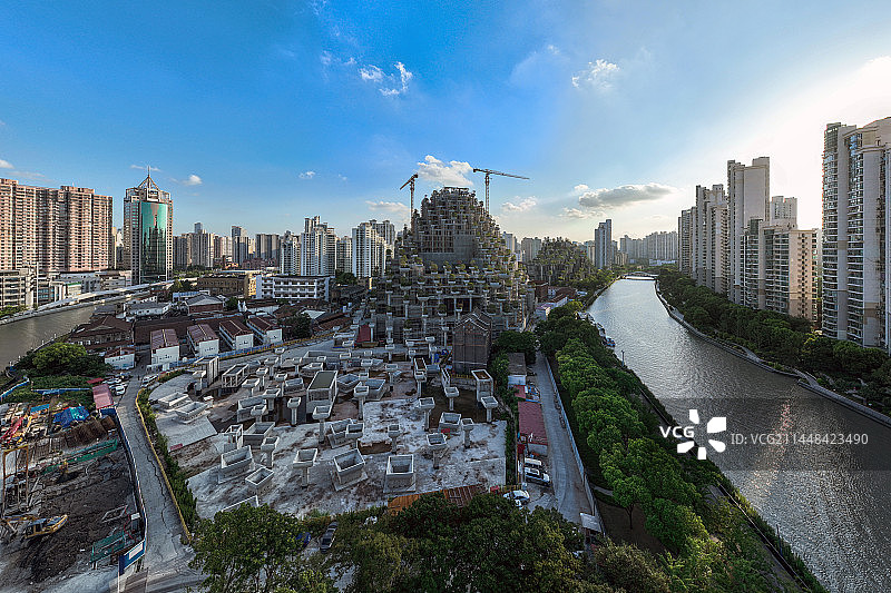 上海苏州河畔天安千树航拍图片素材