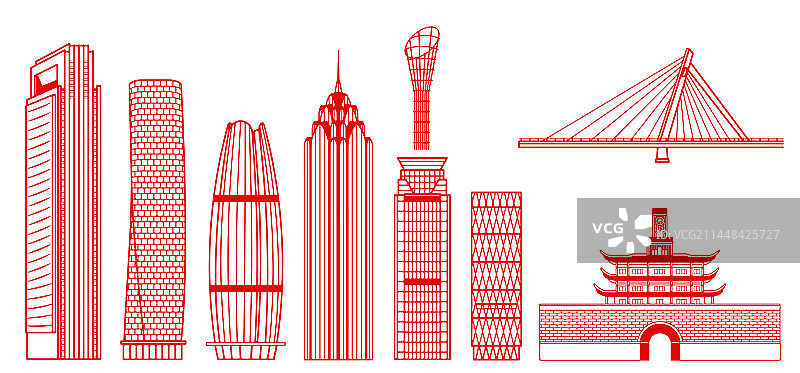 剪纸风格浙江宁波城市建筑插画图片素材