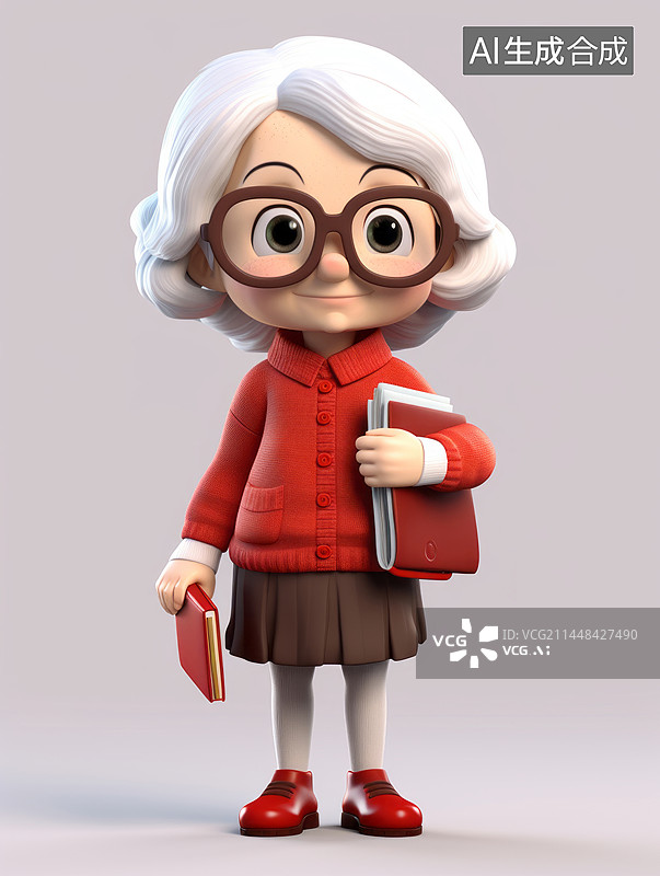 【AI数字艺术】三维卡通老年女性老奶奶模型图片素材