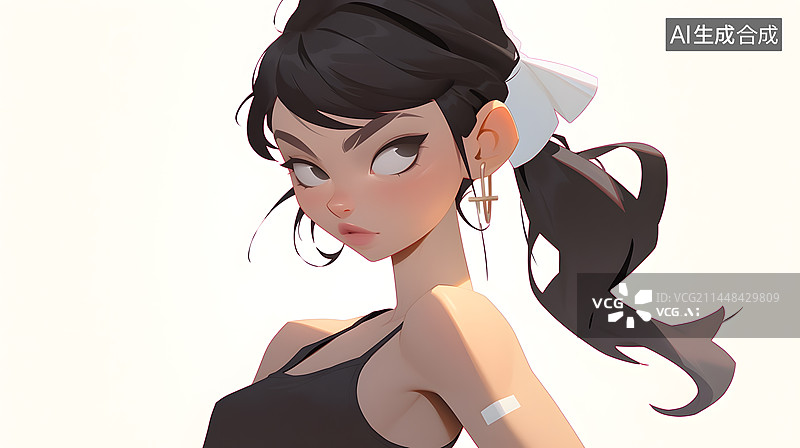 【AI数字艺术】健康的健身女孩肖像插画图片素材