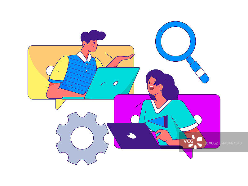 商务工作的人物扁平矢量概念运营手绘插画图片素材