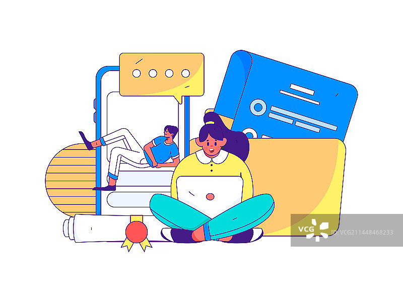 商务工作的人物扁平矢量概念运营手绘插画图片素材