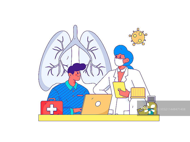 医生为病人体检扁平矢量概念运营手绘插画图片素材