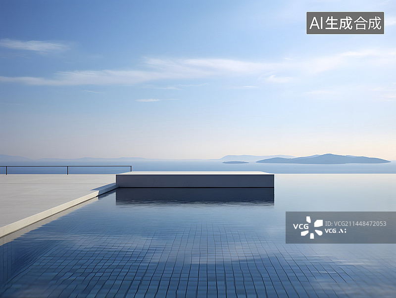 【AI数字艺术】无边泳池图片素材