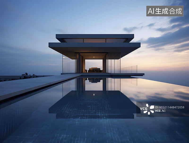 【AI数字艺术】无边泳池图片素材