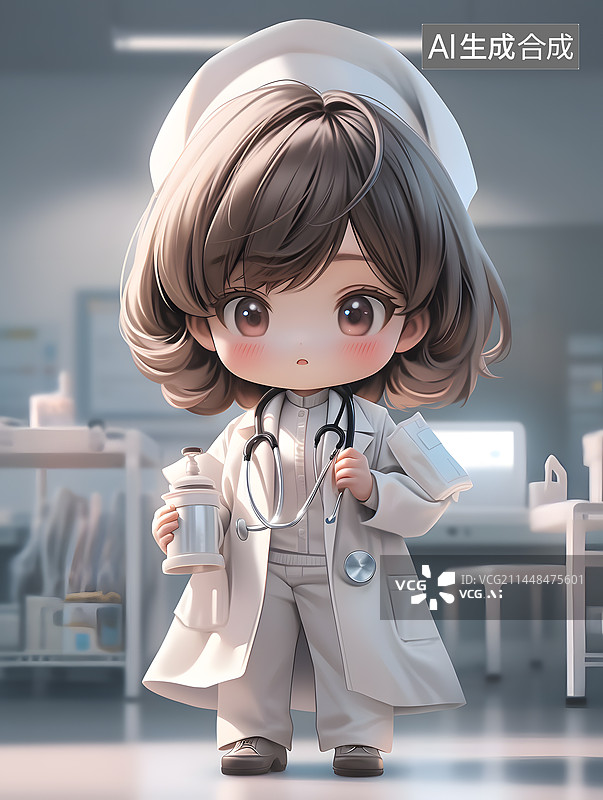 【AI数字艺术】医院可爱的女护士医生3D形象图片素材
