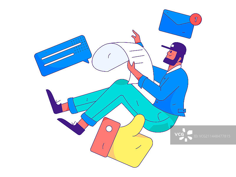 朋友通过虚拟网络社交沟通商业扁平矢量场景插画图片素材