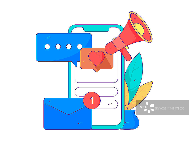 朋友通过虚拟网络社交沟通商业扁平矢量场景插画图片素材