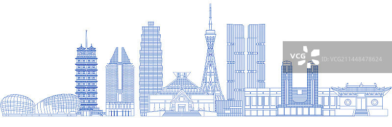 线条轮廓河南郑州城市旅游地标建筑图片素材