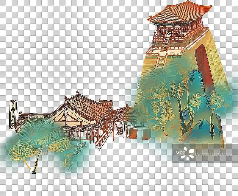 国潮风清明上河图城楼素材图片素材