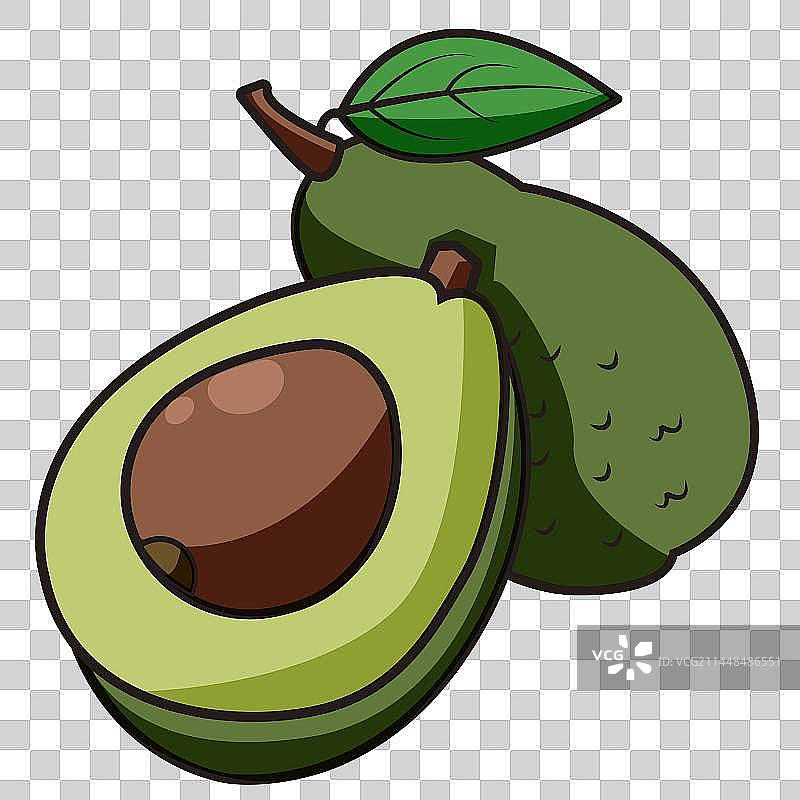 两颗牛油果 牛油果切片元素图片素材