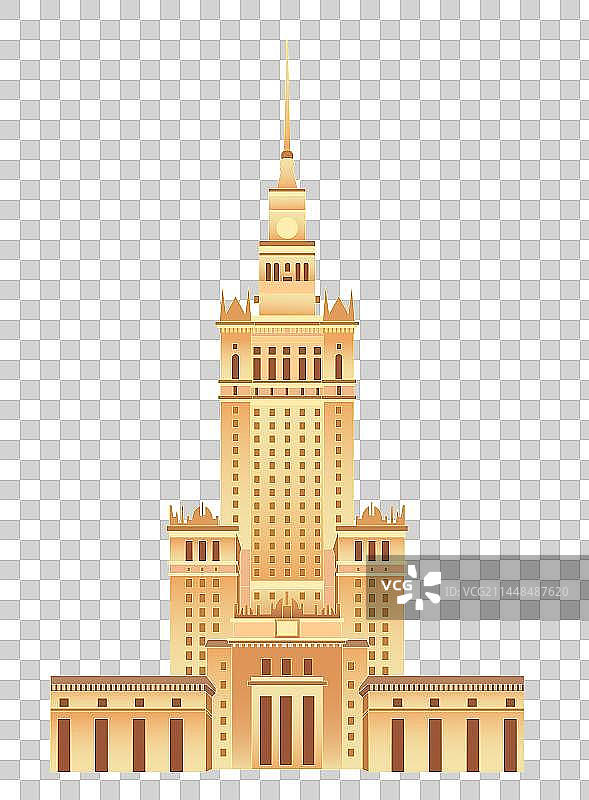 一带一路陆上丝路波兰华沙文化科学宫中欧班列元素图片素材