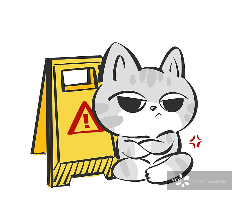 可爱的猫插画 生气小猫图片素材