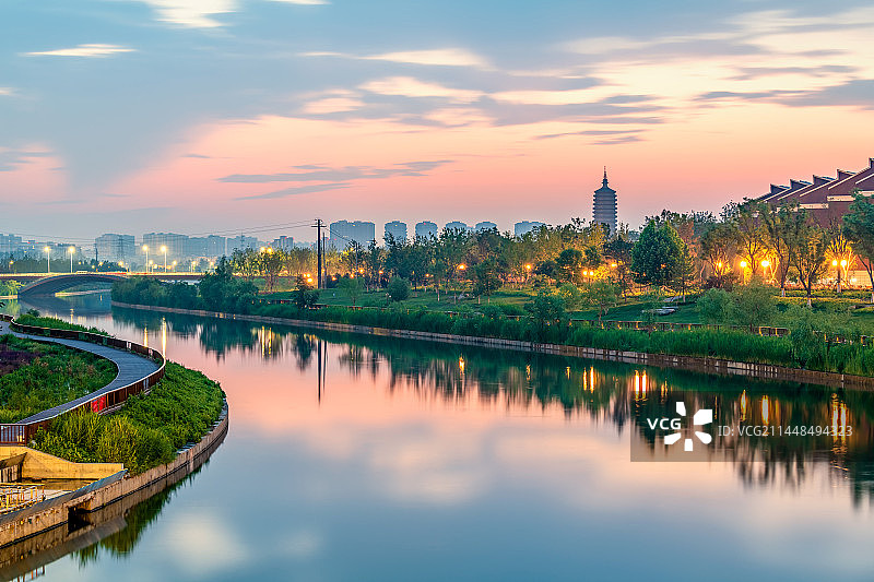 城市副中心运河日出日落图片素材