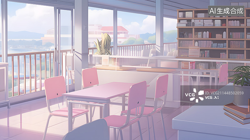 【AI数字艺术】开学季学校图书馆自习室插图图片素材