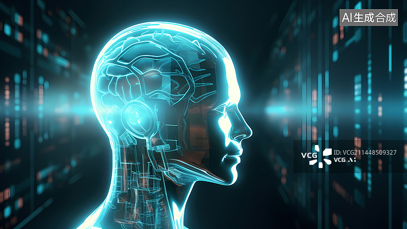 【AI数字艺术】脑机接口概念图图片素材